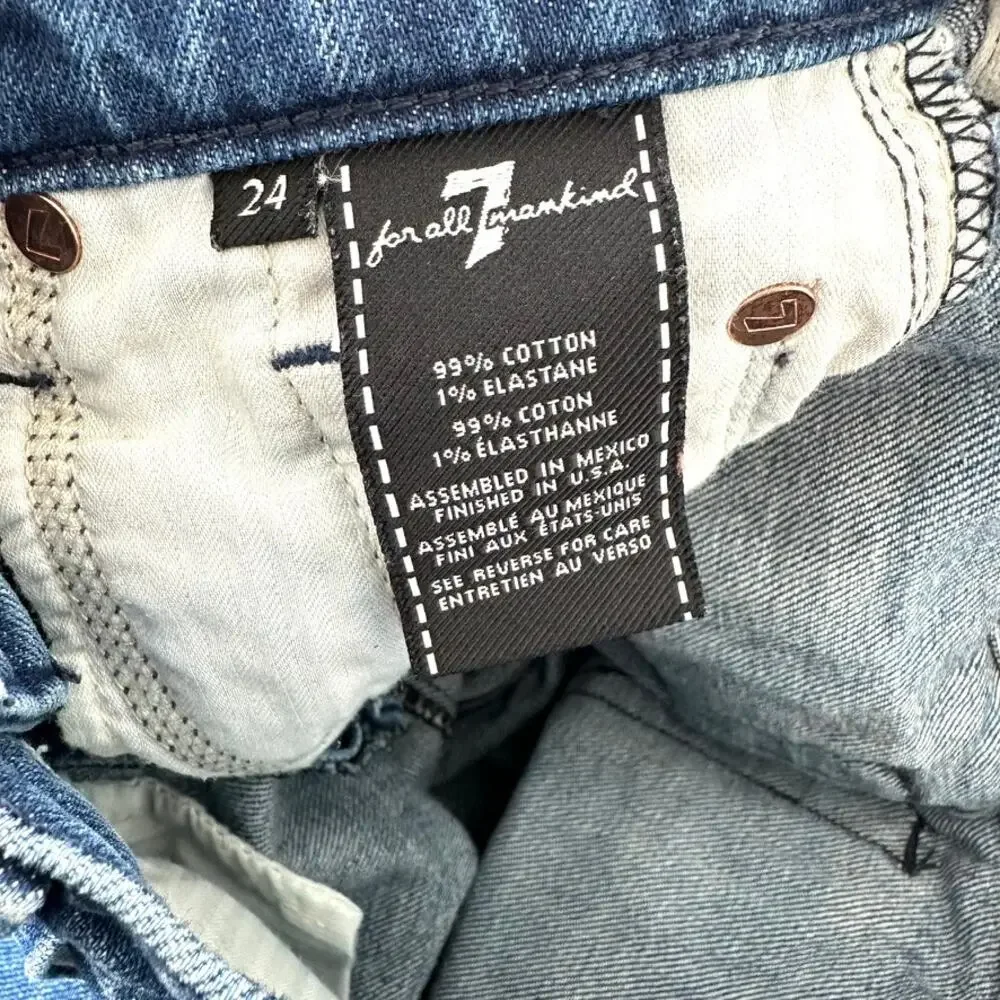 7 For All Mankind Distressed Jeans with Side Stripe, Size‎ 24
